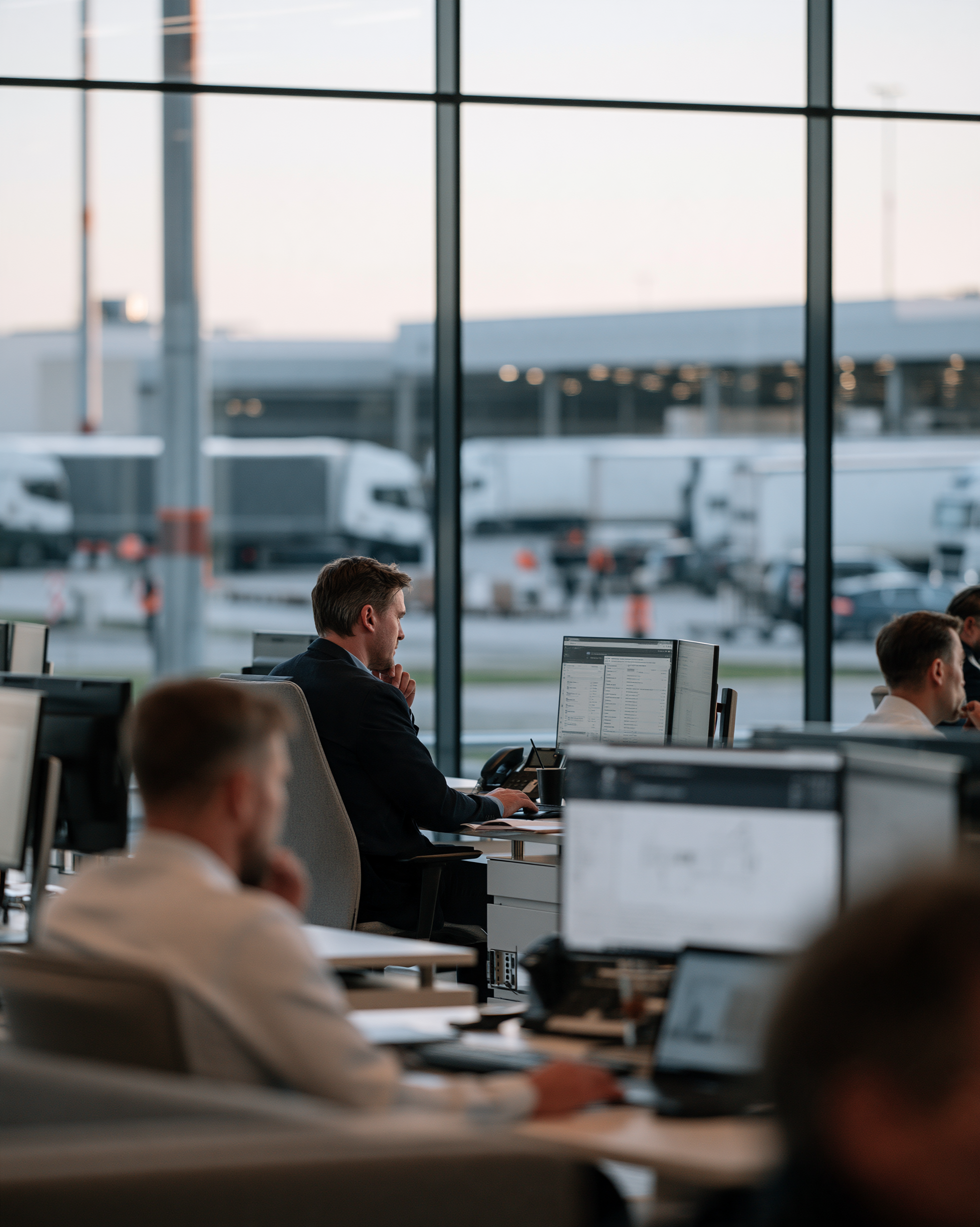 Logistics team working with web-based freight forwarding software